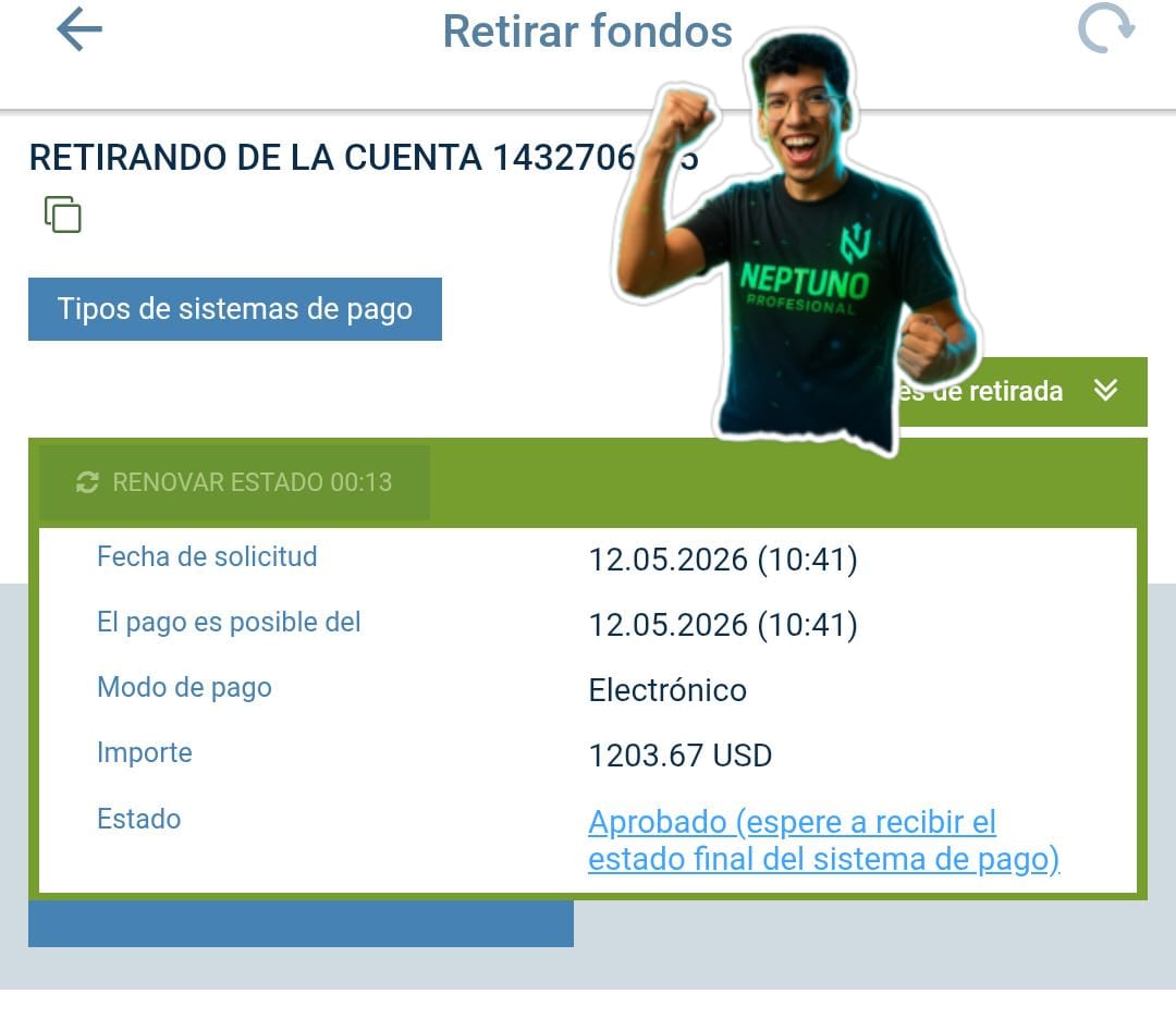Retiro de $1,203 USD aprobado en 1xBet